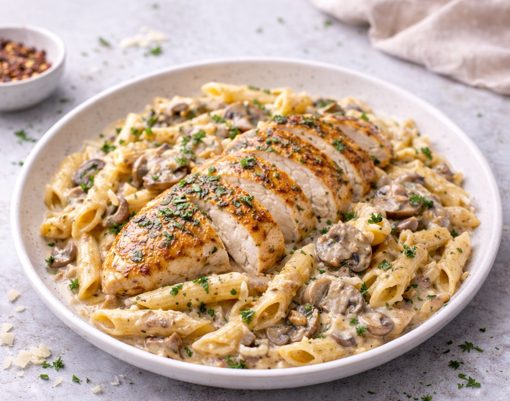 Creamy Chicken Mushroom Pasta