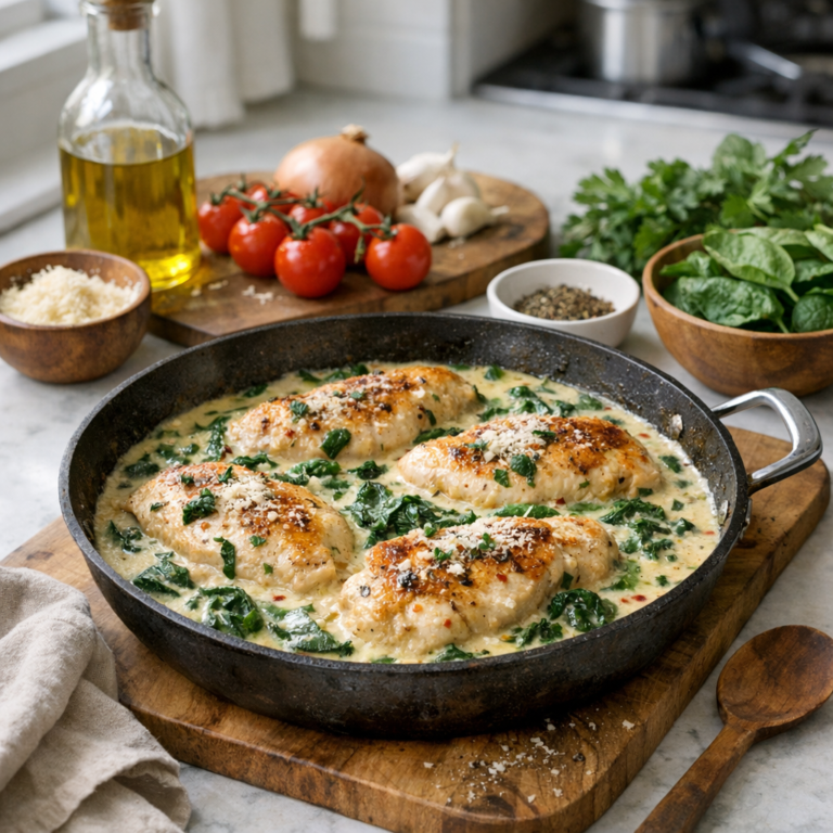 Creamy Chicken Spinach Skillet
