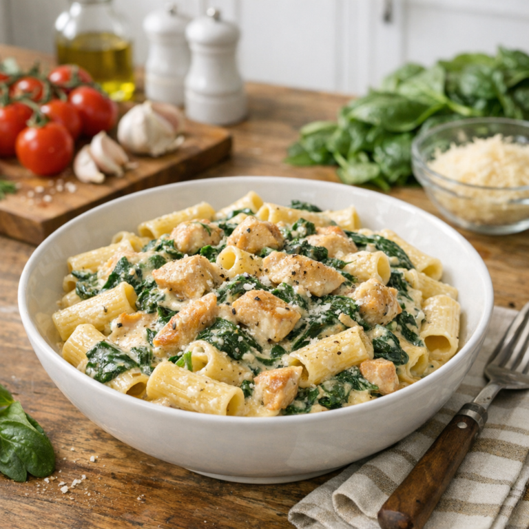 Creamy Chicken Spinach Pasta