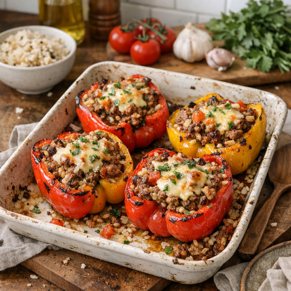 Beef stuffed peppers