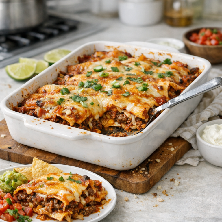 Beef enchilada casserole