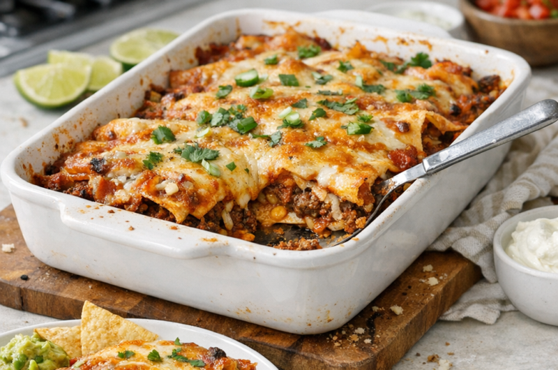 Beef enchilada casserole