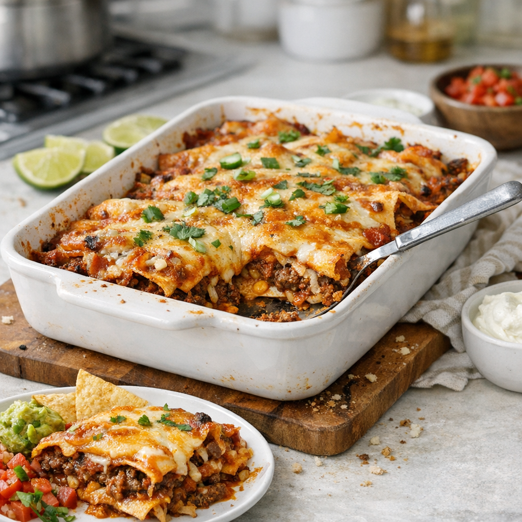 Beef enchilada casserole