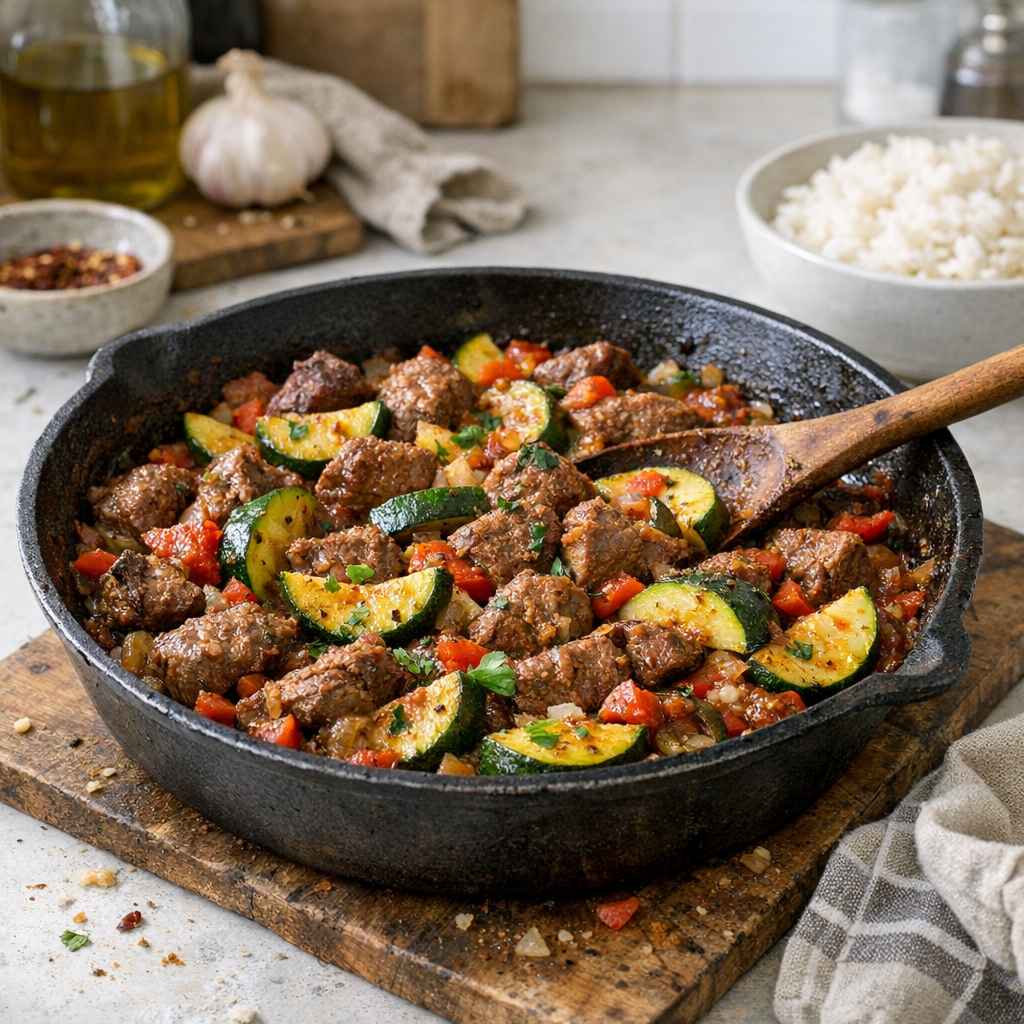 Beef zucchini skillet