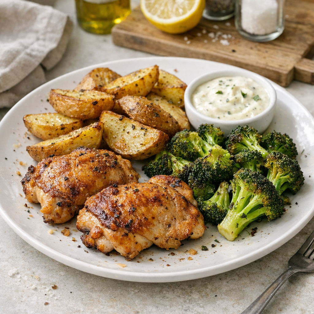 Air Fryer Dinner Plate: Full Easy Dinner Cooked in One Air Fryer Cook a full easy dinner in one air fryer with chicken, potatoes, and veggies. Quick, healthy, and all in one basket!