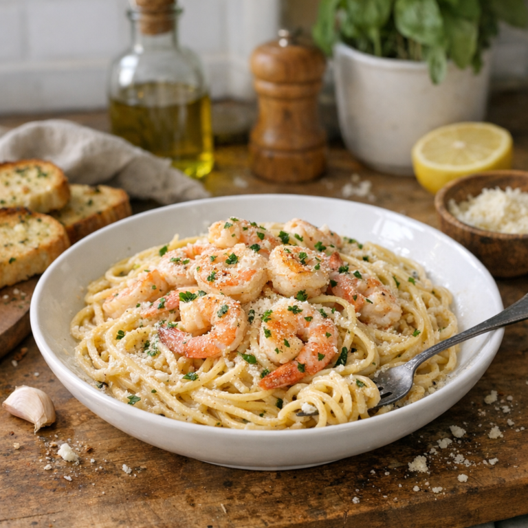 Creamy shrimp pasta